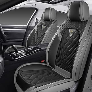 Car Seat Covers Front Seats for Toyota Sienna 2000-2026, Waterproof Nappa Leather Car Seat Cover, Full Coverage Car Seat Covers Sets(2 Seats/Gray Black)