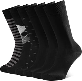 CLOSEMATE 6 Pairs Men's Socks 6-8 9-11 Mid-Calf Cotton