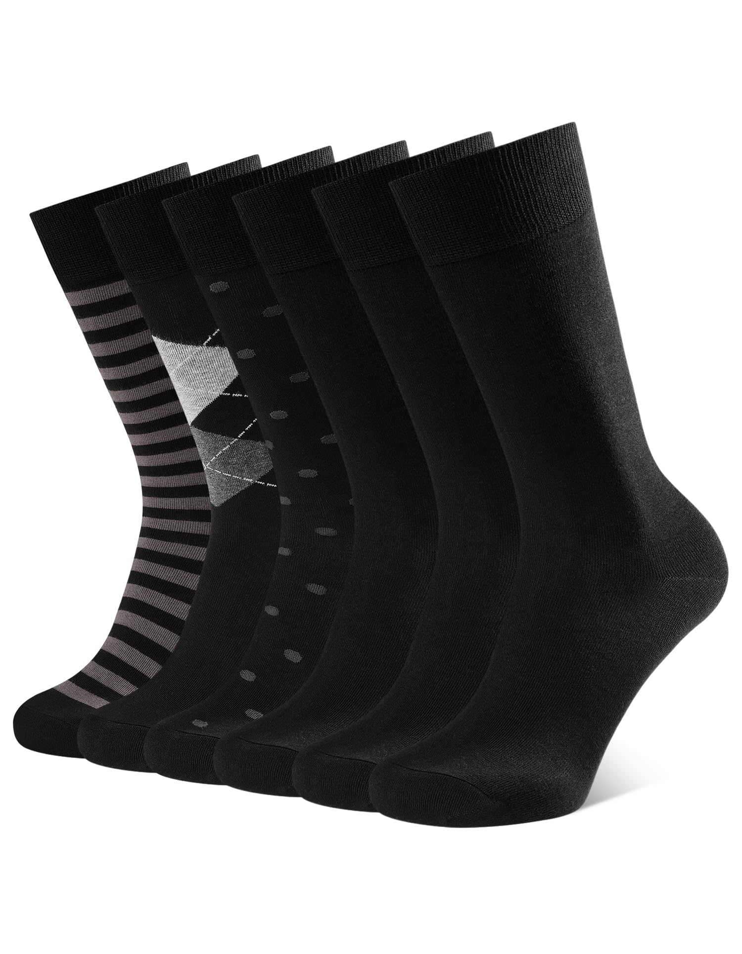 CLOSEMATE 6 Pairs Men's Socks 6-8 9-11 Mid-Calf Cotton