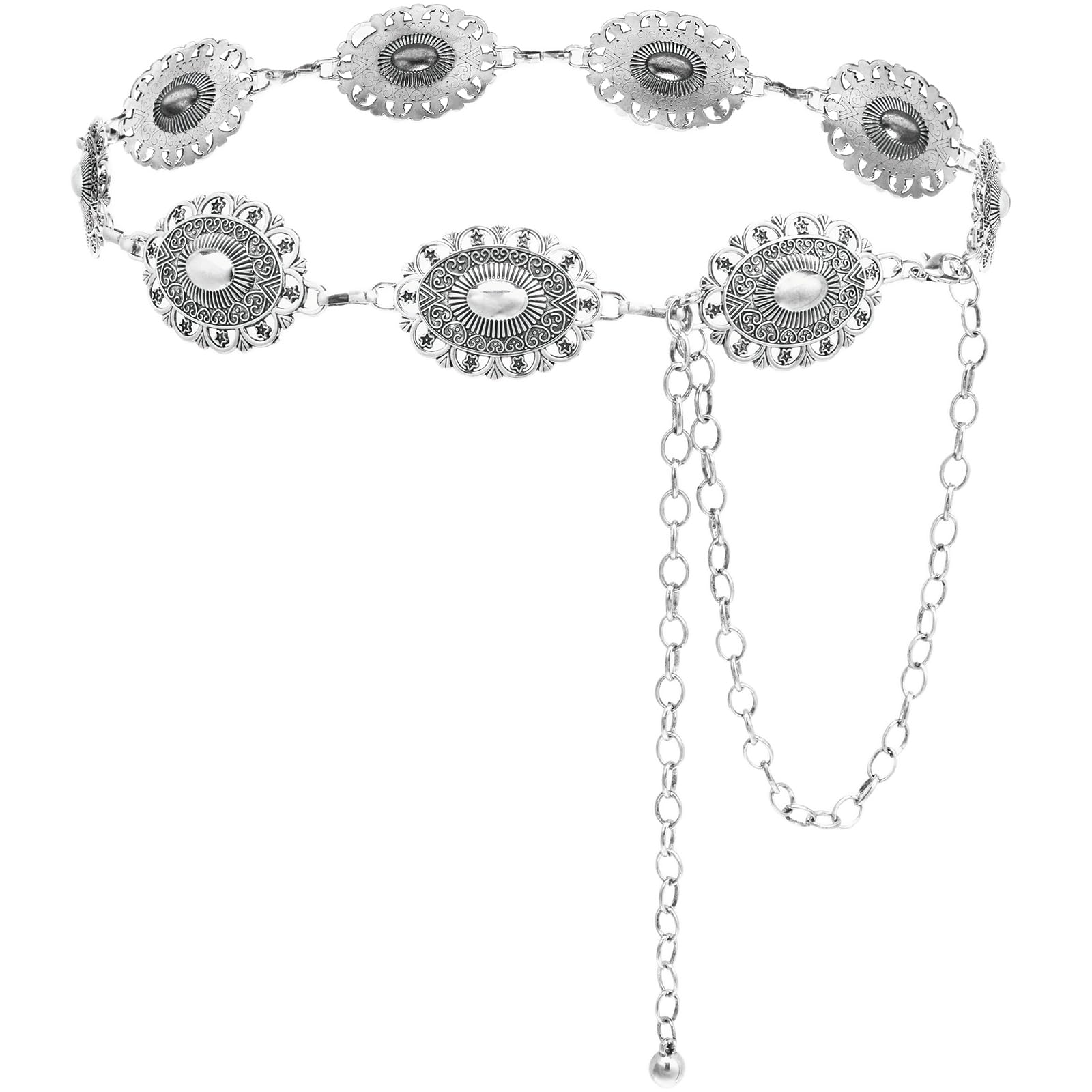 YGR Western Belts for Woman Cowgirl Adjustable Metal Concho Chain Belts for Dres