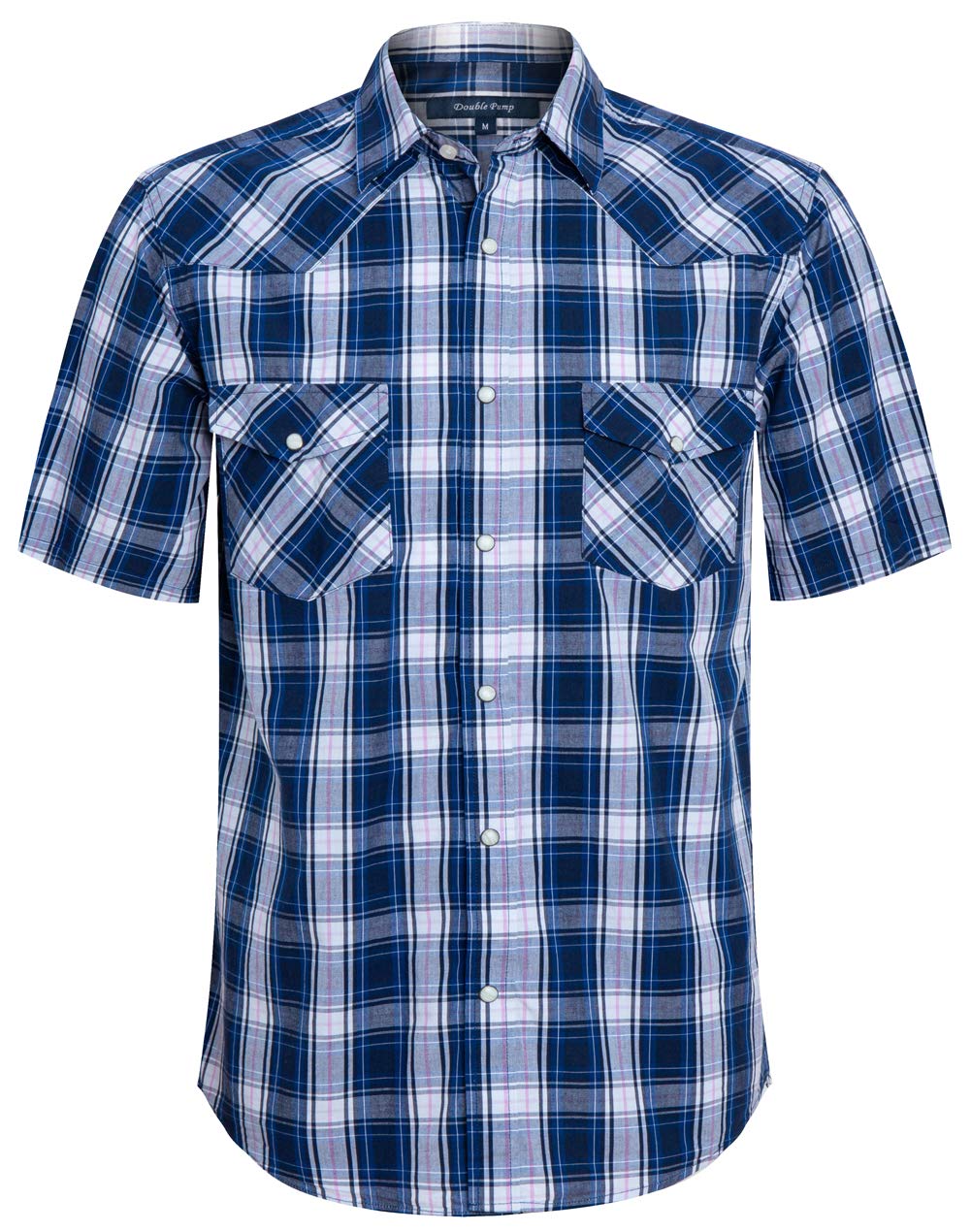 Men's Short Sleeve Western Style Button Down Shirt Pearl Casual Regular Fit Chec