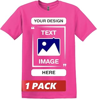 Gildan Custom T-Shirts - Personalized Unisex Crewneck Tee Shirt - Customize Your Image, Text & Photo - Men Women Adult