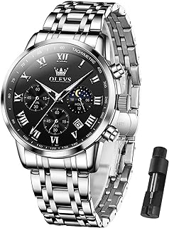 OLEVS Orologi al quarzo da uomo, stile casual, impermeabili, con cinturino in acciaio inossidabile dorato, regali per gli uomini