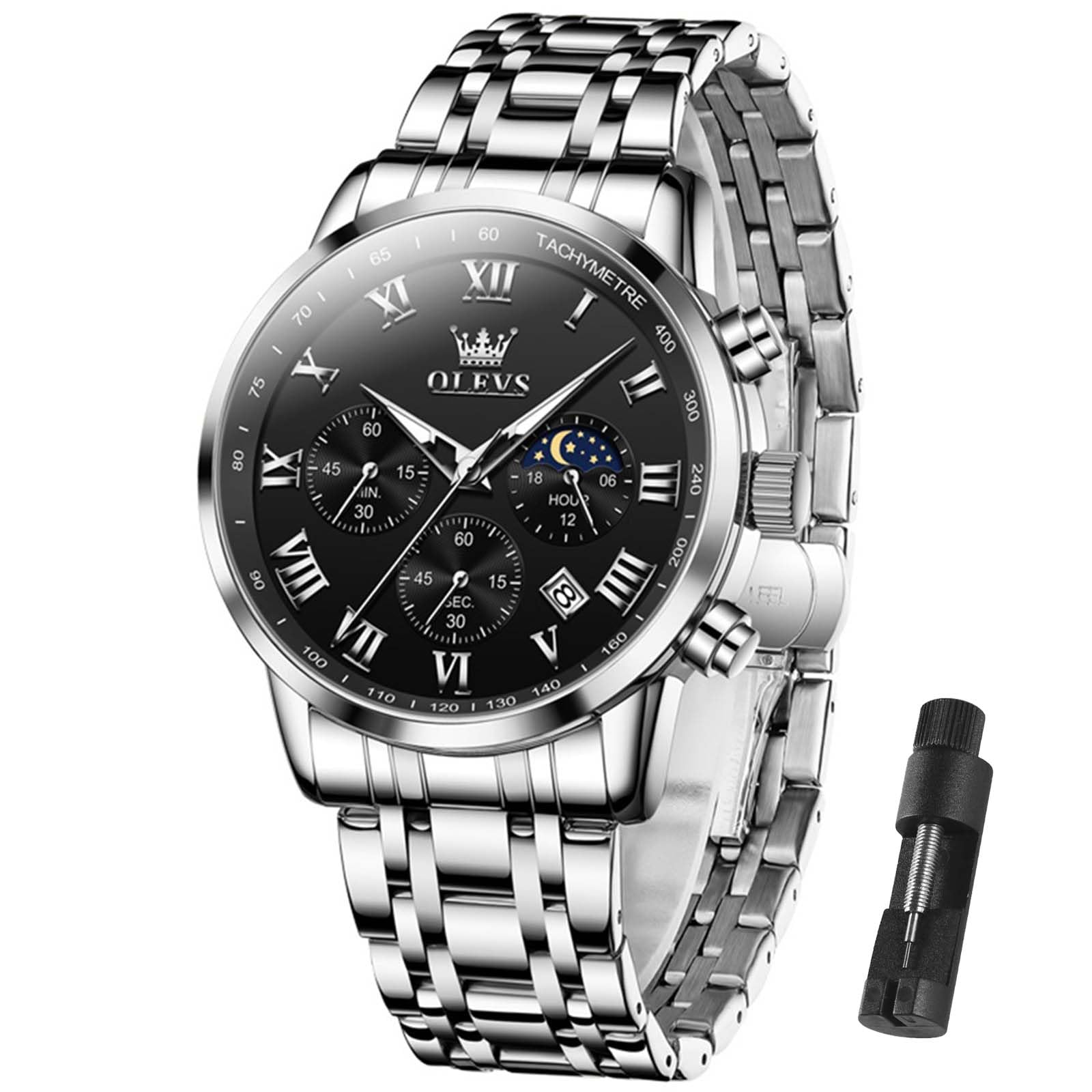 OLEVS Orologi al quarzo da uomo, stile casual, impermeabili, con cinturino in ac