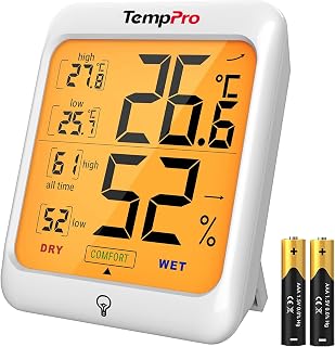 ThermoPro TP53 Hygrometer Digital Indoor Room Lab Greenhouse Thermometer Temperature Humidity Monitor Gauge Indicator for Nursery Home Office with Touch Backlight Amphibians Hygrometer