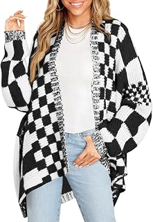 Saodimallsu Womens Checkered Cardigan Sweater
