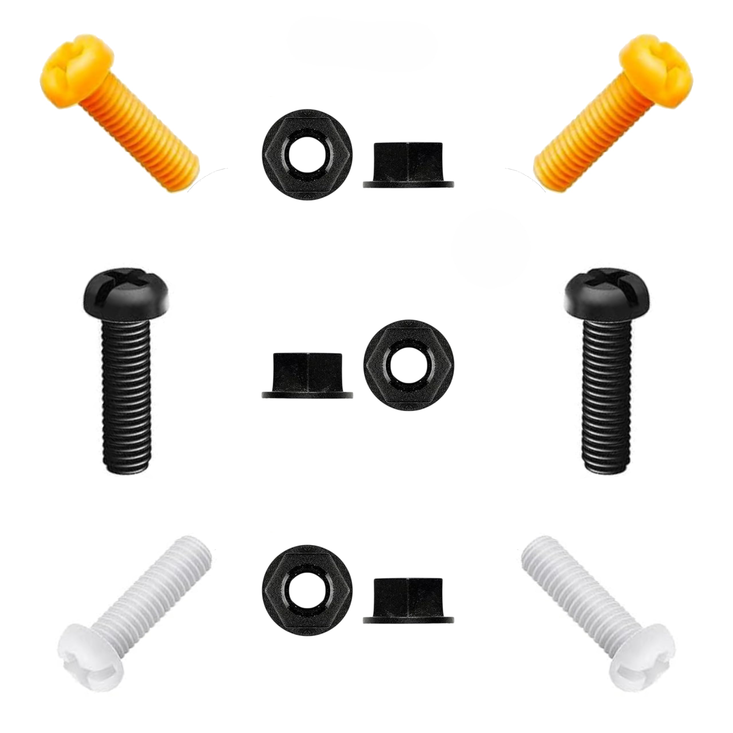 YUVA Car Number Plate Screws and Nuts Kit, 6 Sets 12 Piece, Mixed Colours, Plast