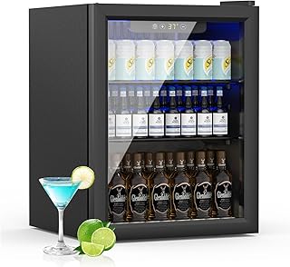 DOGHLY 1.7 Cu.ft Mini Fridge Glass Door, 72 Cans Beverage Refrigerator | Drink Fridge for Soda Beer Wine, Digital Temperature Control, Removable Shelf, Quiet Beverage Cooler for Office, Dorm, Bar