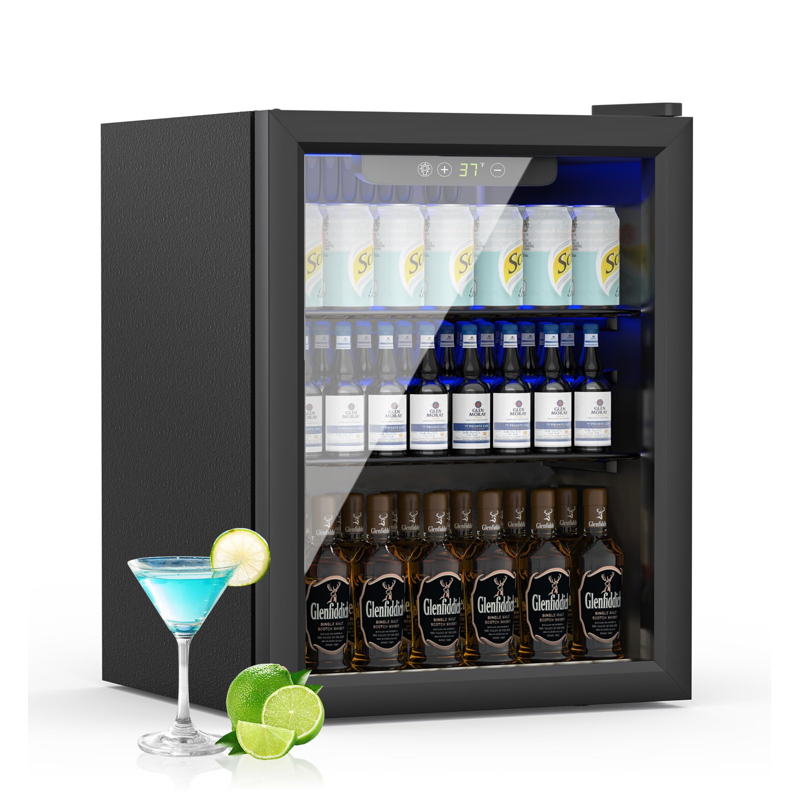 DOGHLY 1.7 Cu.ft Mini Fridge Glass Door, 72 Cans Beverage Refrigerator | Drink F