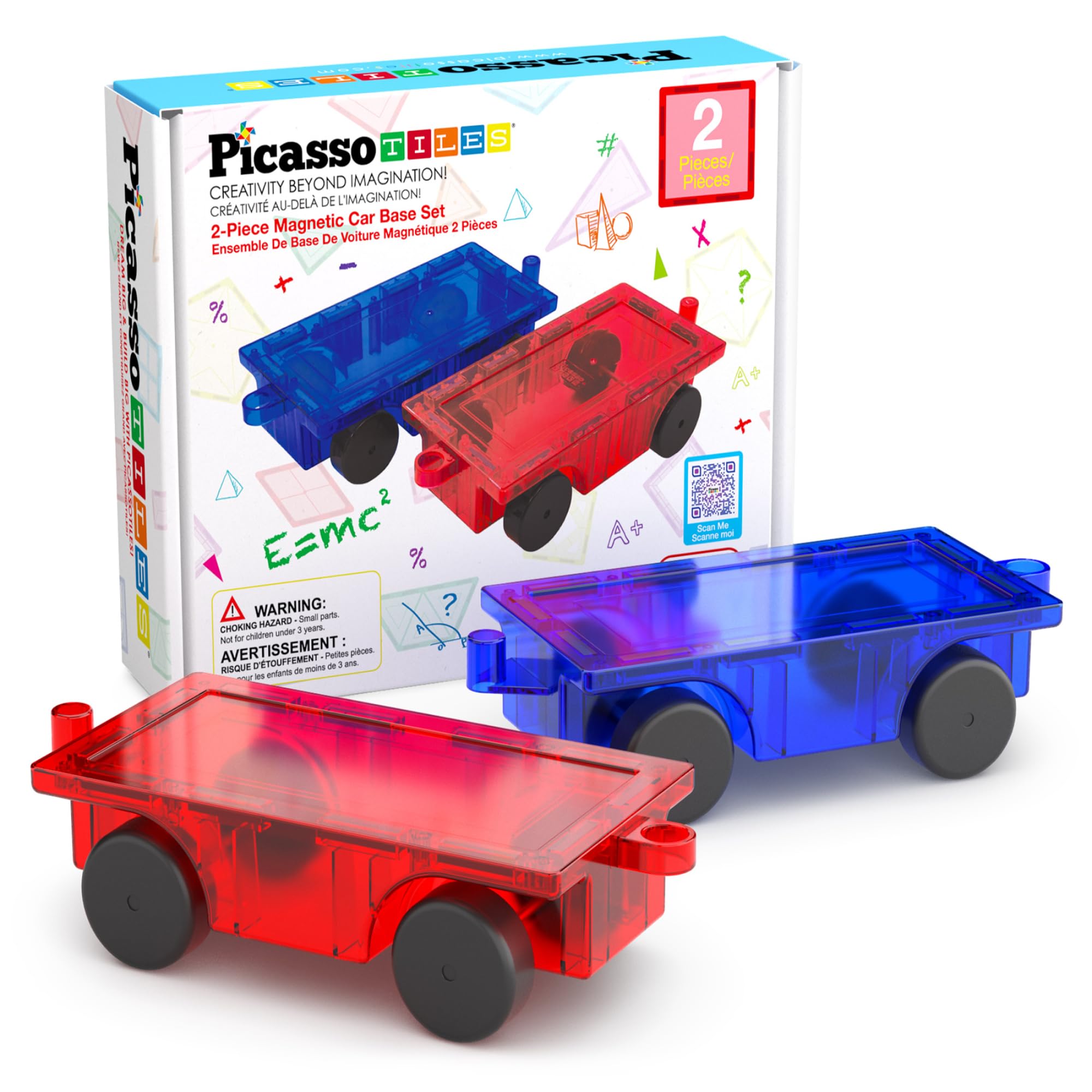 PicassoTiles Vehicle Set, Magnetic Car Toy Construction Block Parts Ages 3+ | 2 