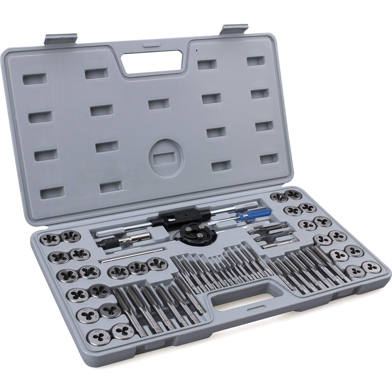 60-Pc Master Tap and Die Set - Include SAE Inch Size #4 to 1/2” and Metric Size 