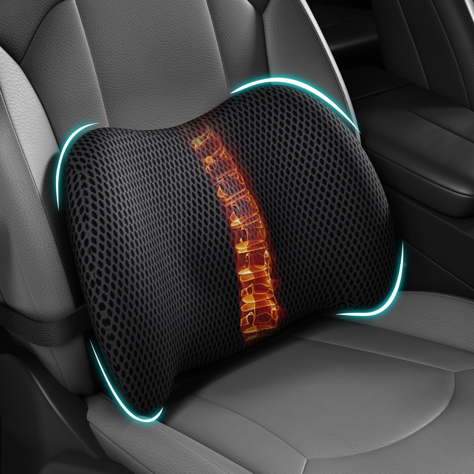 BYMECOST Lumbar Support Pillow for Car, Memory Foam Car Back Cushion | Car Seat 