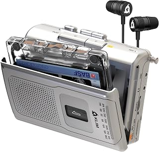 K8 Cassette Player with Headphones, Portable Recorder, AM FM Radio | Includes a Built-in Microphone and Speaker, Plus Audio Jack for Private Listening - Silver, Runs on Batteries or AC Power