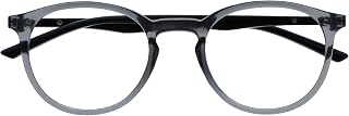 OPULIZE MET Blue Light Blocking Reading Glasses for Women Men, Slim Round Frame with Scratch Resistant and Spring Hinges, Computer Glasses with Anti-Reflective, Grey +1 (Pack of 1)