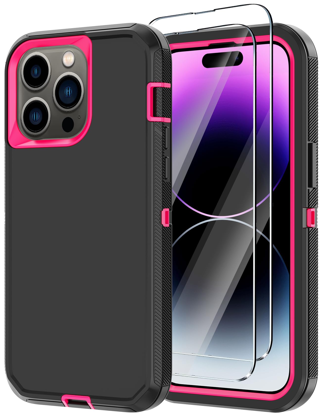 for iPhone 14 Pro Max Case with 2 Screen Protector,Heavy Duty Shockproof Drop Pr