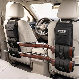 outtip Seat Back Gun Rack (A Pair), Heavy Duty Back Seat Gun Holder for Truck, 600D Oxford Cloth Hunting Rifle Holder with Adjustable Straps and Buckle, Automotive Rifle Rack Hunting Accessories