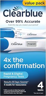 Clearblue Pregnancy Test Combo Pack, 4ct - Digital with Smart Countdown & Rapid Detection - Value Pack