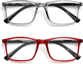 OPULIZE Ink 2 Pack Large Reading Glasses Dark Grey Red Men Women Spring Hinges RR4-7Z +2.00