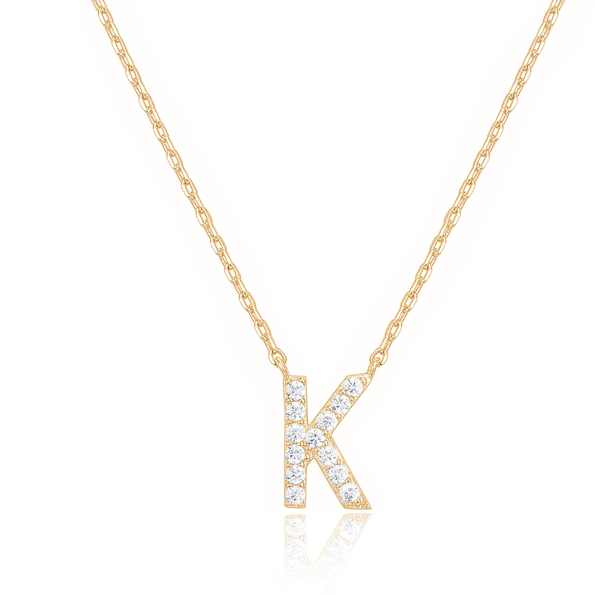 PAVOI 14K White Gold Plated Cubic Zirconia Initial Necklace | Letter Dainty Neck