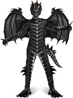 Spooktacular Creations Child Boys Dragon Costume (Black Blue or Black Red), Boys Dragon Wings, Tail and Mask Set for Halloween Parties, Dress Up, Cosplay