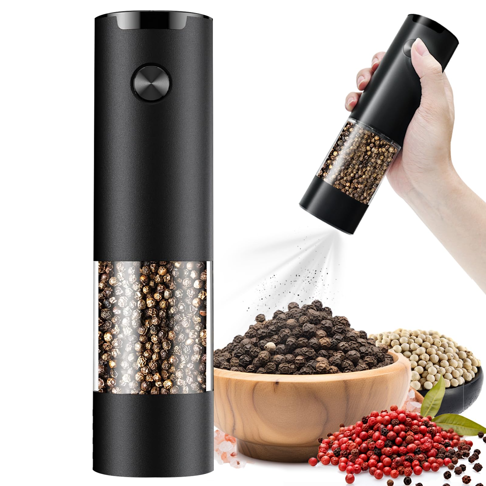 JIDSPWLS Electric Pepper or Salt Grinder,Adjustable Coarseness Salt & Pepper Mil