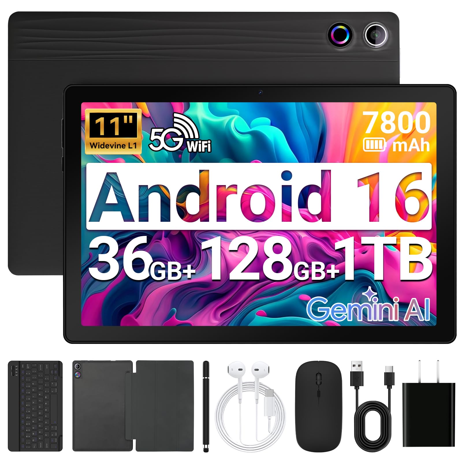 URAO Tablet,11" Android 16 Tablet Octa-core 36GB+128GB Gemini AI | 7800mAh Batte