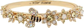 Bumble Bee & Mixed Flower Hinged Bangle Bracelet
