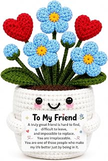 Friend Birthday Gifts for Women Friendship Forget-Me-Not Crochet Flowers | Best Friend Friendship Gifts for Women Emotional Support Crochet for Friends Desk Decor Long Distance Relationship Christmas