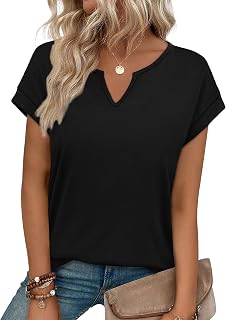 WIHOLL Womens Summer Tops 2026 Cap Short Sleeve Shirts V Neck Tshirts Spring Blouses Beach Vacation Clothes