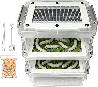 Live Mealworm Farm Breeding Kit, Clear Mealworm Feeding, Silkworm Feeding Container, for Pet Parents Animal Lovers Keepers Breeders Hobbyists Farmers School Home Farm Workshop