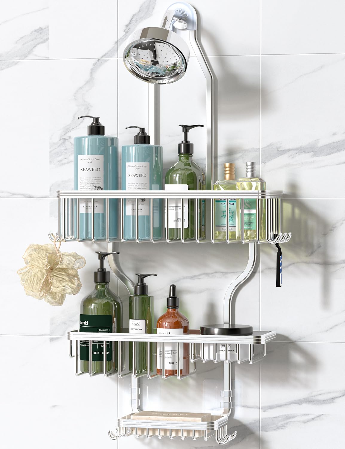 YASONIC Never Rust Shower Caddy Hanging, Aluminum Shower Racks for Inside Shower