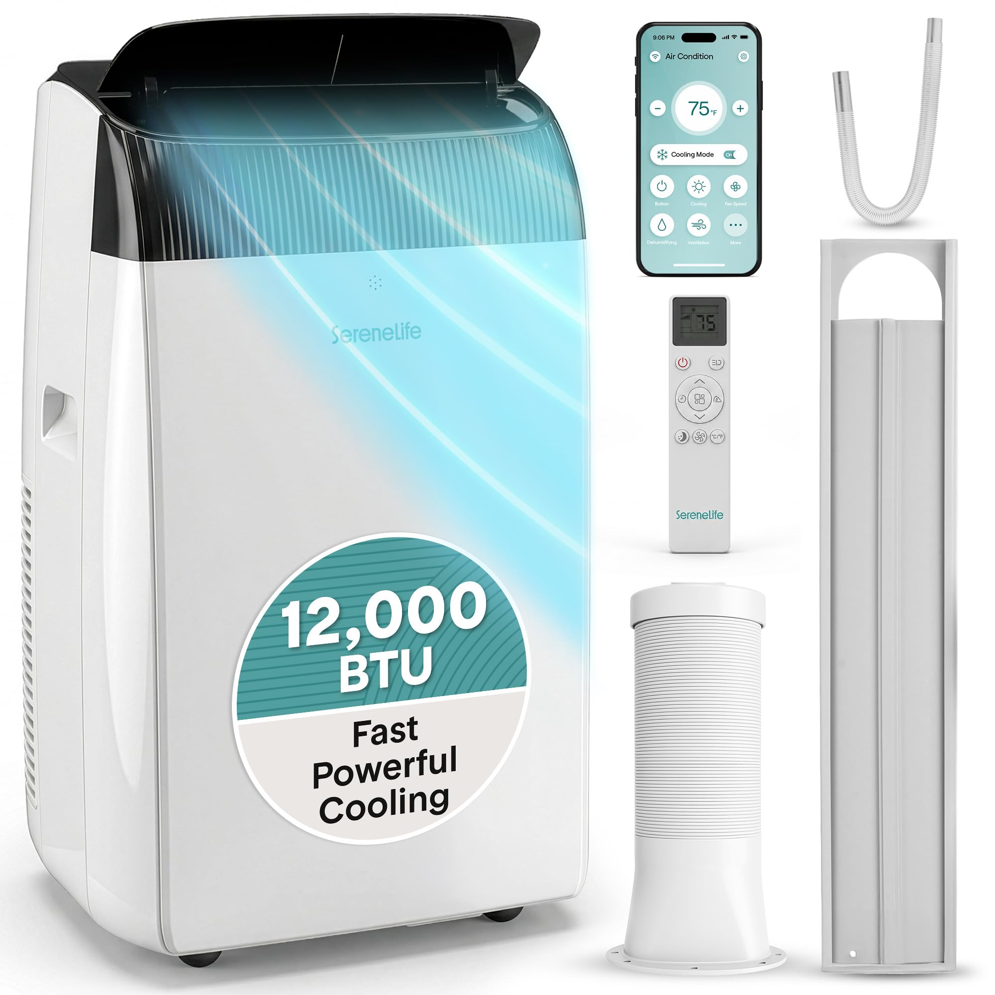 SereneLife 12,000 BTU Portable Air Conditioner with Dehumidifier & Fan | Portabl