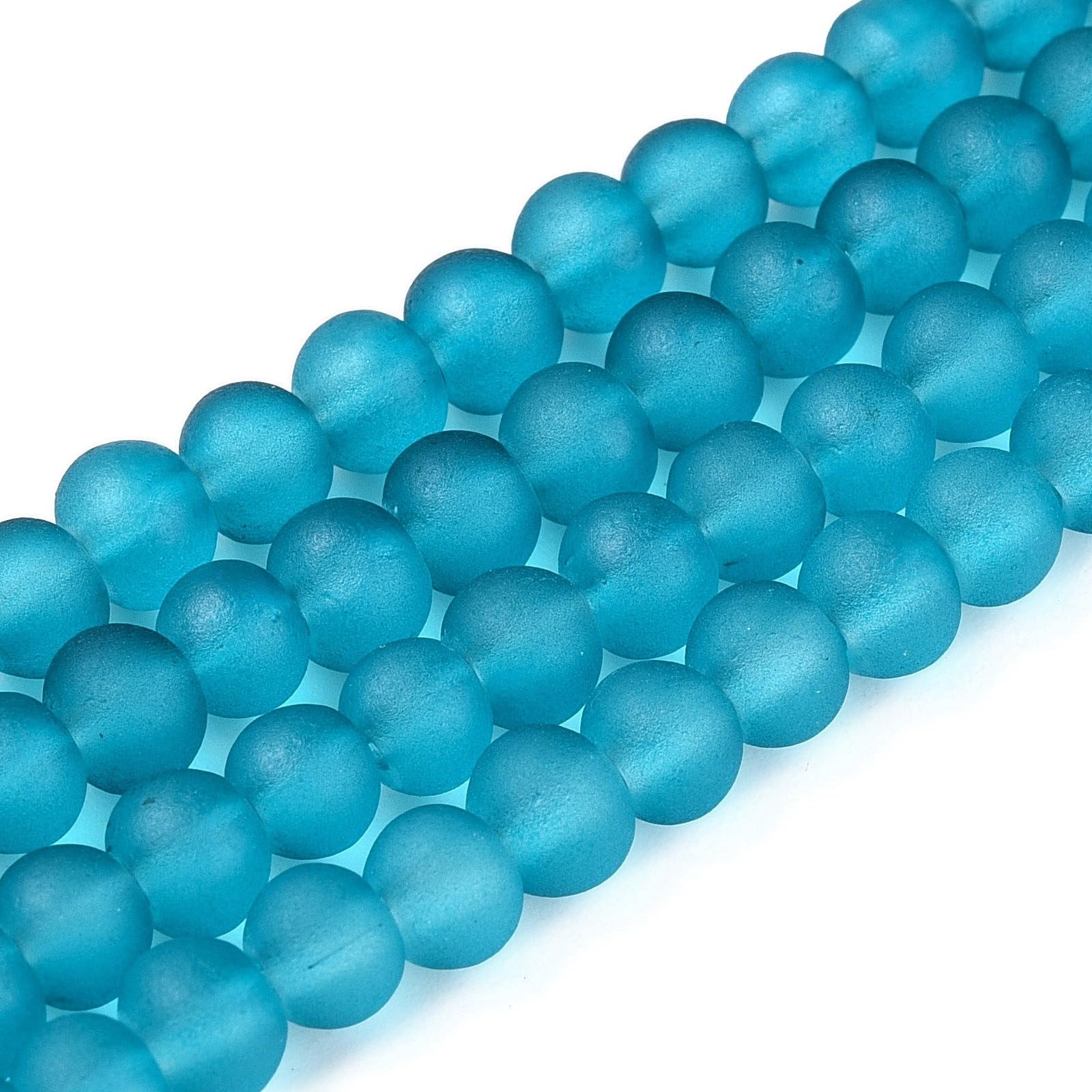 200pcs 4mm Frosted Glass Round Beads for Jewelry Making, Matte Glass Spacer Bead