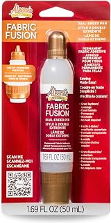 Aleene's Fabric Fusion Glue 1.6 oz Dual-Ended Pen, Fine Tip &amp; Sponge Tip, Nontoxic, Permanent and Washable Adhesive, Dries Flexible, Strong Bond on Fabrics, Clothing, Denim, Materials