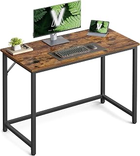 VASAGLE Computer Desk, Office Desk, 100 x 50 x 76 cm | For Study, Bedroom, Living Room, Rustic Brown and Matte Black, BARNET Collection LWD41X
