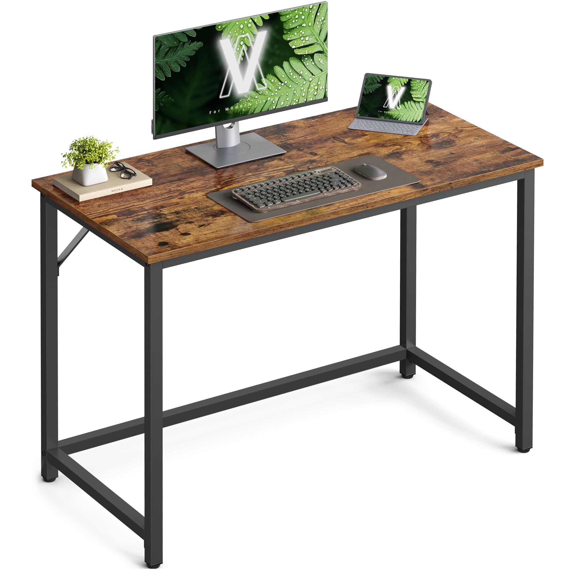 VASAGLE Computer Desk, Office Desk, 100 x 50 x 76 cm | For Study, Bedroom, Livin