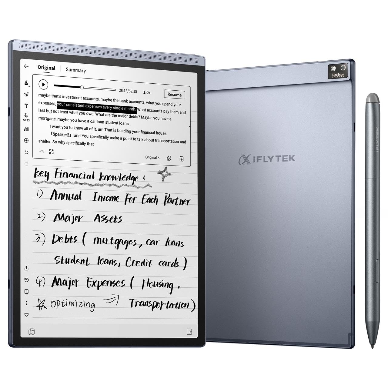 iFLYTEK AINOTE Air 2, 8.2" E-Ink Tablet, AI Note-Taking & Meeting Summaries | AI