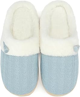 NineCiFun Women's Slip on Fuzzy Slippers Memory Foam House Slippers