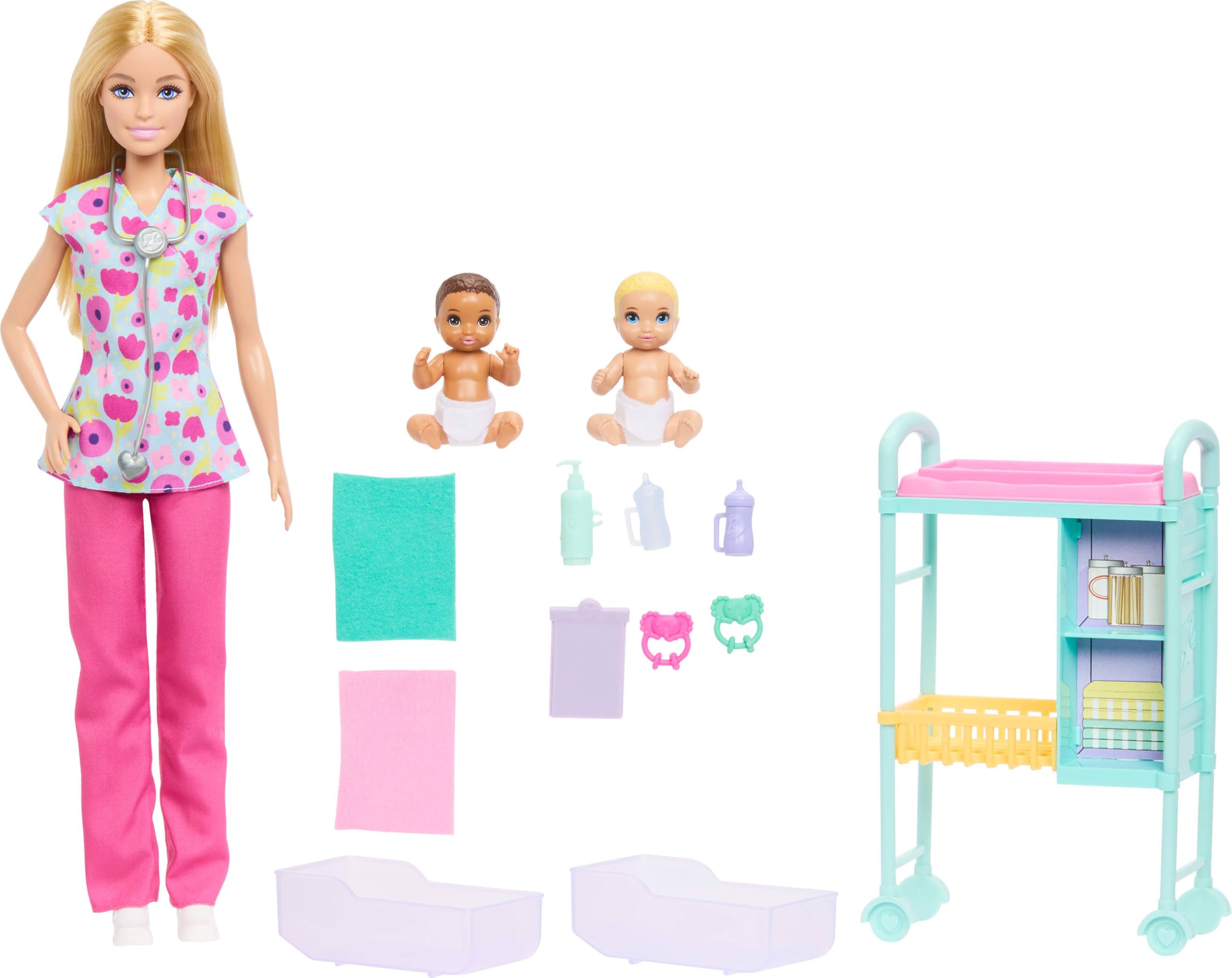 Barbie Careers Baby Doctor Themed Doll and Playset | 2 Baby Dolls with Doctor Fa
