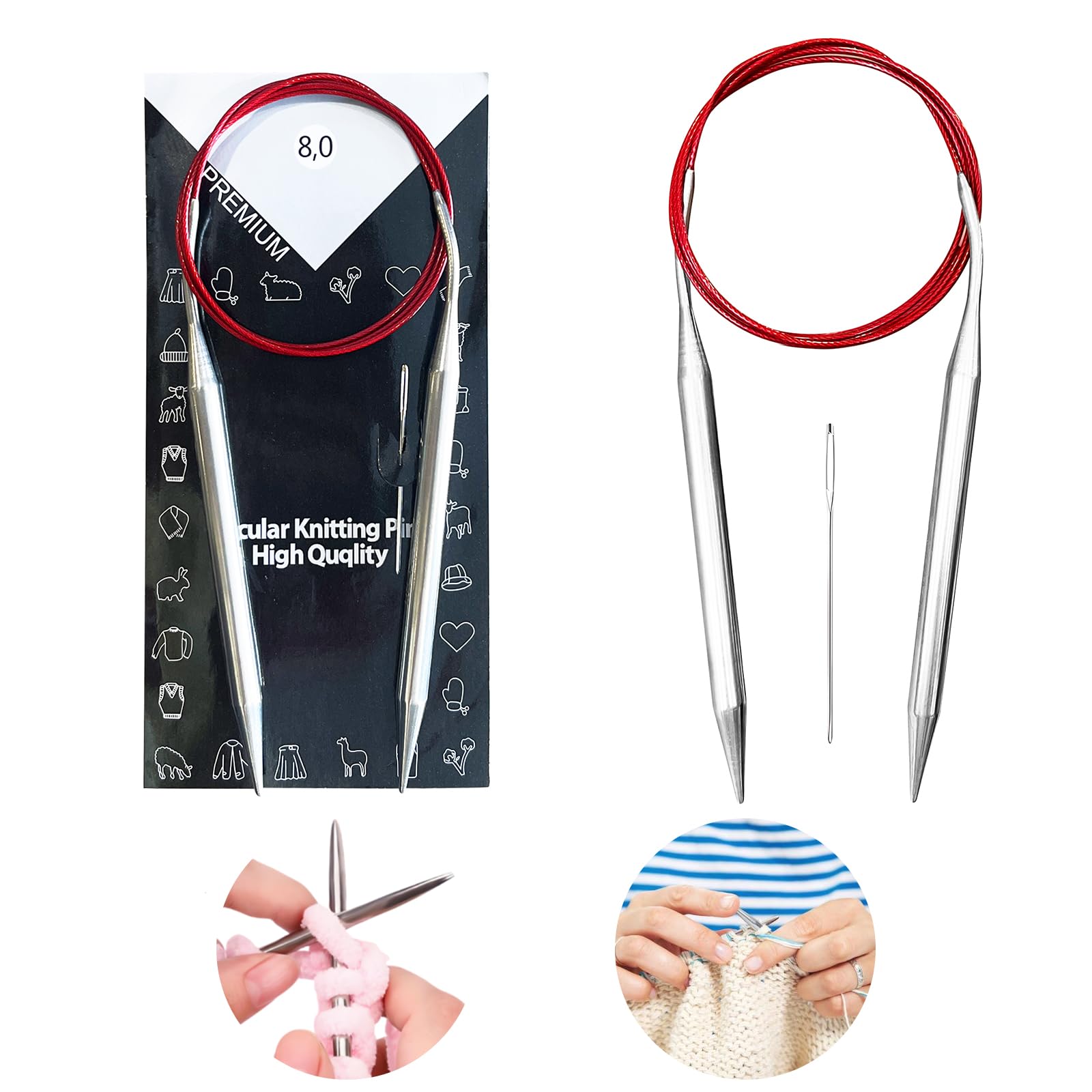 8 mm Circular Knitting Needles US11 |40 inches/100 cm | Suitable for Beginners t