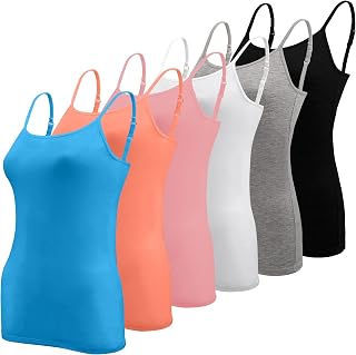 BQTQ 6 Pieces Tank Tops Women Basic Camisole Spaghetti Strap Adjustable Tank Top for Women