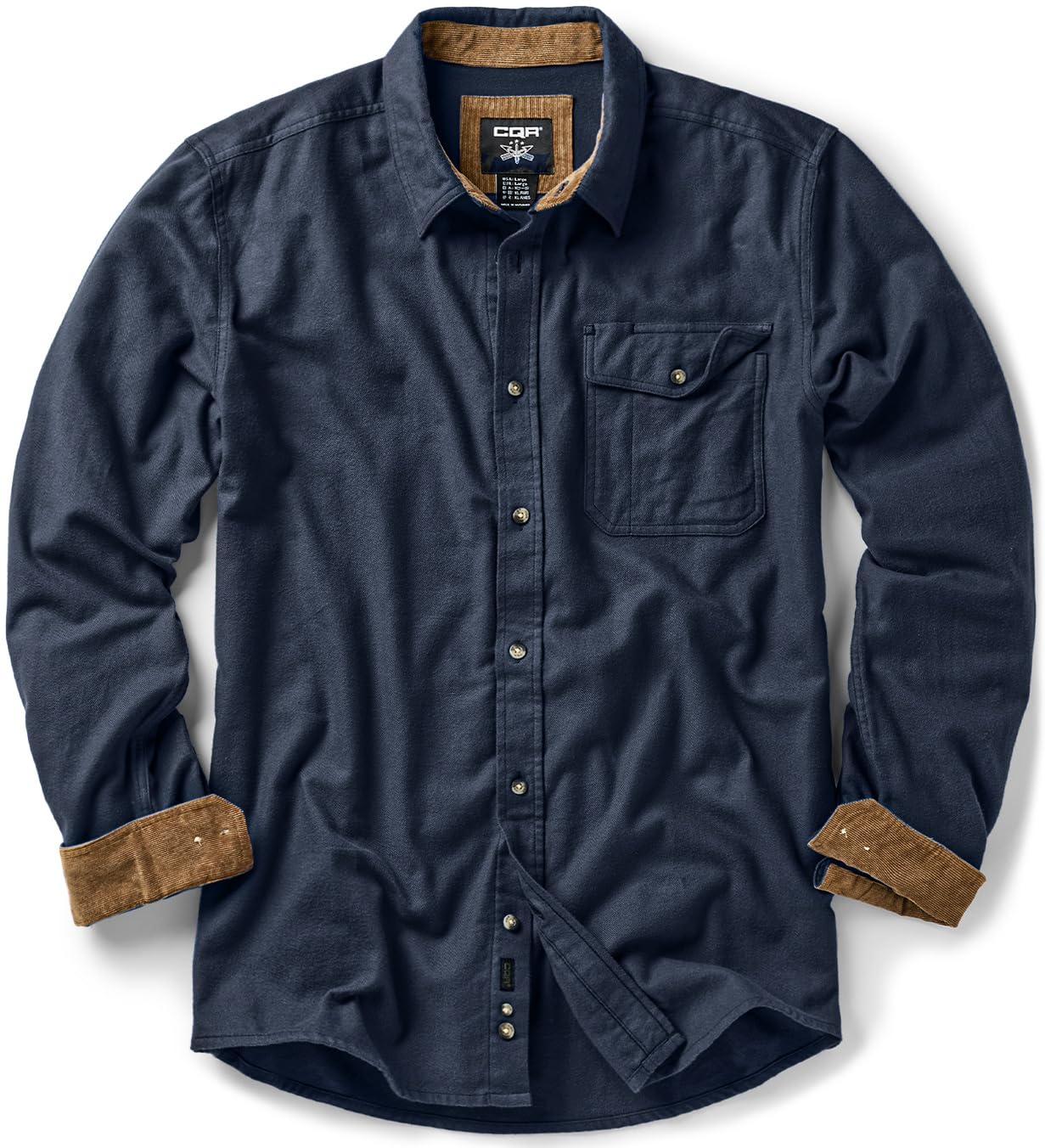 CQR Men's 100% All Cotton Button Down Flannel Shirts, Long Sleeve Brushed Warm S