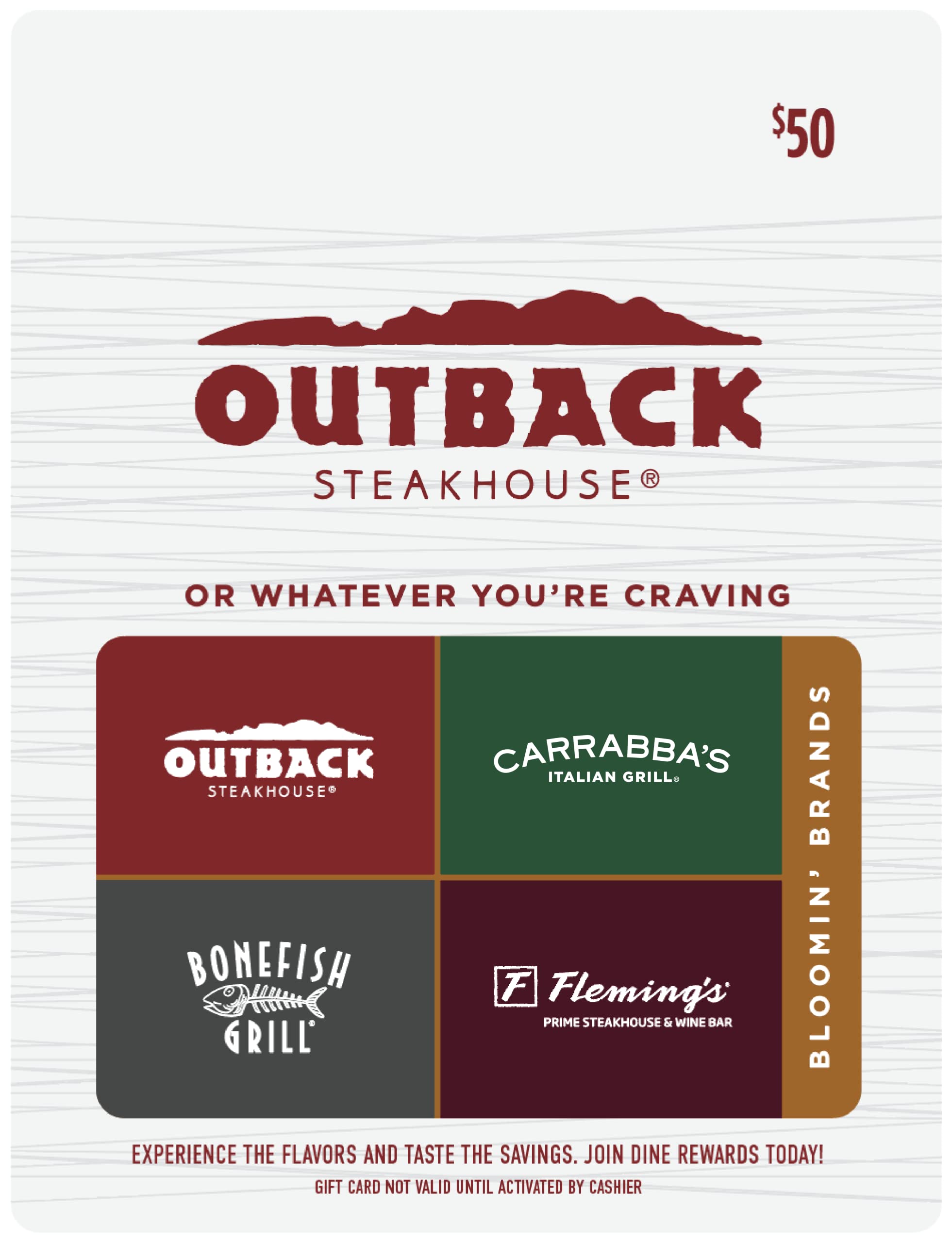 Outback Steakhouse Multibrand Restaurant Physical Gift Card | Multi-Brand - $50