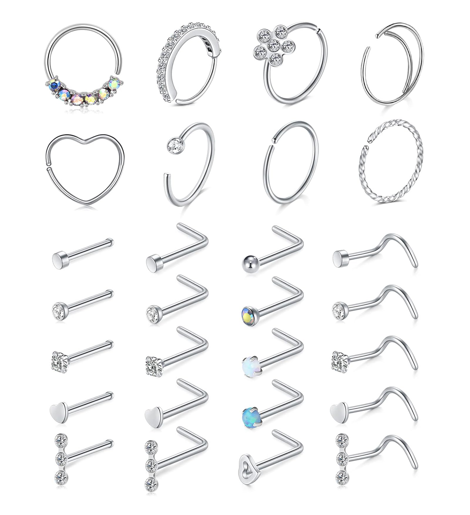 QWALIT Nose Rings Nose Piercings Nose Rings Hoops Nose Ring Surgical Steel Nose 
