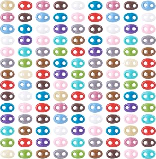 300pcs 2 Holes Glass Beads for Jewelry Making Oval Shape Small Loose Spacer Beads for Bracelet Necklace Earrings Keychain Crafts Mixed Colors, 3~4x5x2.5~3mm