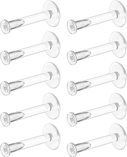Bioflex Clear Earrings for Sports, Work, School, Surgery, MRI - Clear Piercing Jewelry Labret Studs for Ears, Cartilage, Helix, Tragus, Lip, Medusa, Monroe - Flat Push-In Plastic Earrings (16g, 18g