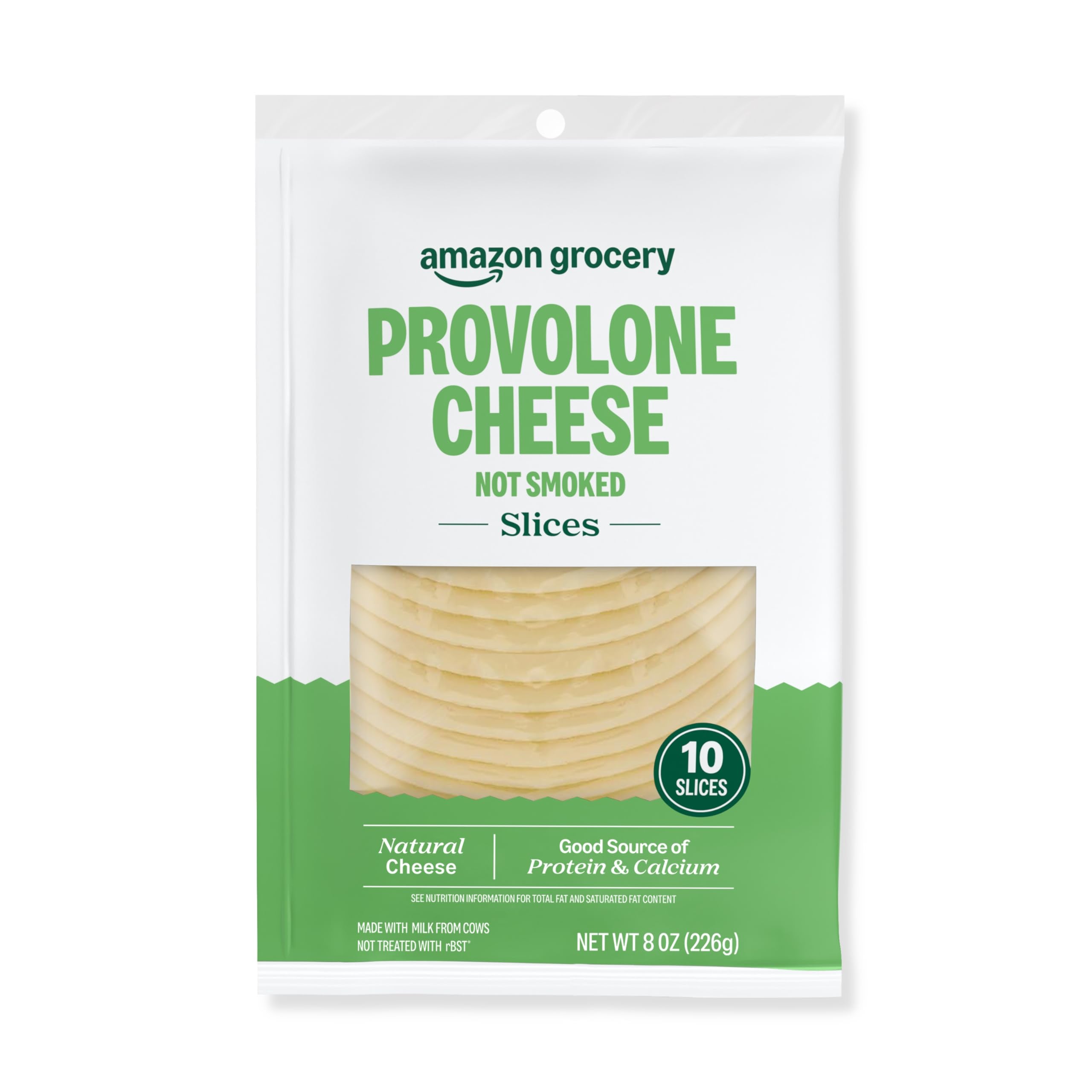 Amazon Grocery, Provolone Cheese, Not Smoked, 8 Oz, 10 Slices