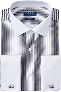 Year In Year Out French Cuff Wrinkle Free Dress Shirt for Men Regular Fit Long Sleeve Wrinkle Resistant Shirt