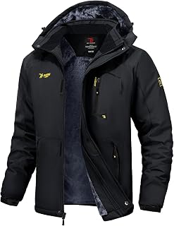 TBMPOY Giacche da sci invernali impermeabili da uomo in pile spesso foderato con cappuccio Utility freddo caldo lavoro all'aperto ghiaccio