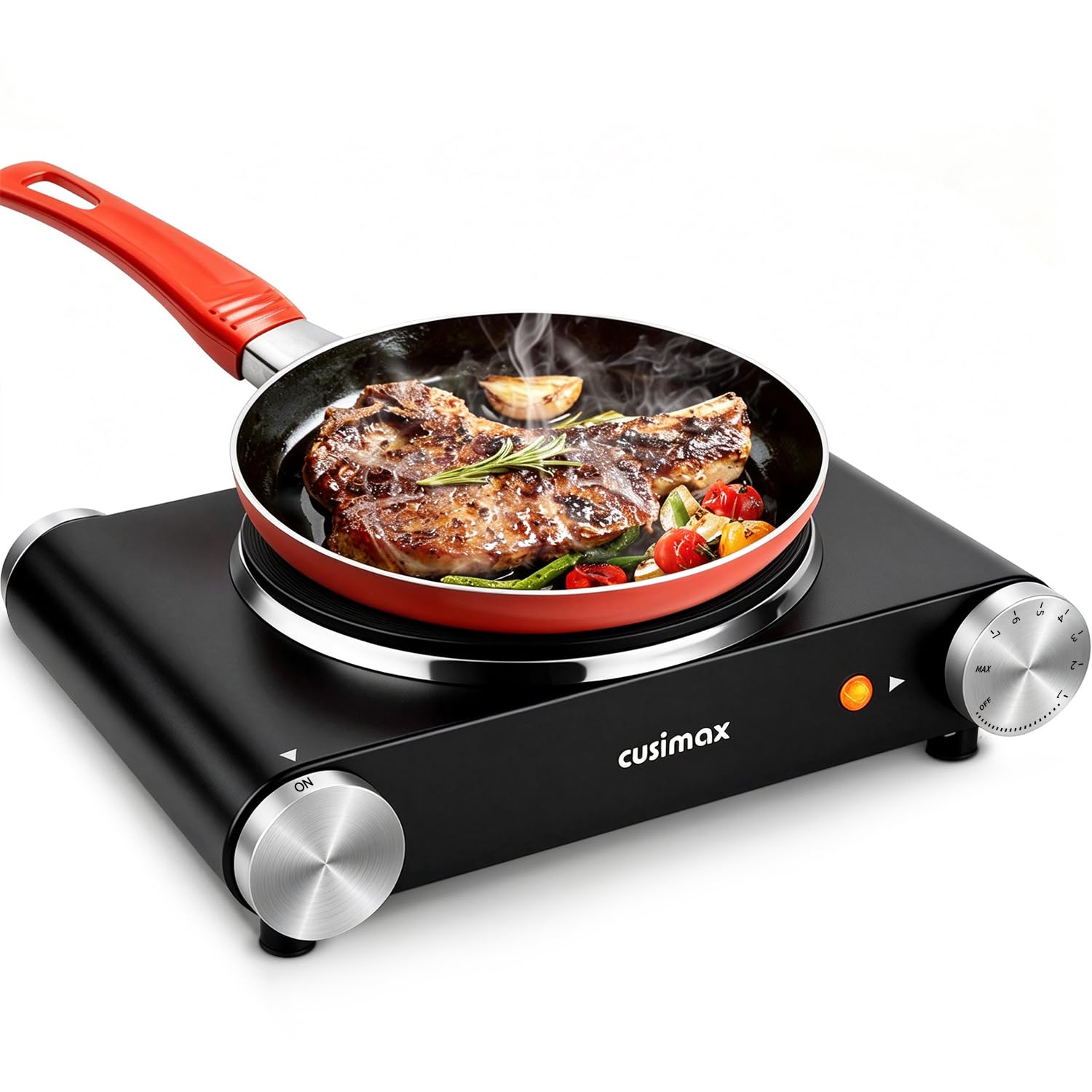 CUSIMAX Electric Burner Hot Plate for Cooking Cast Iron Single Stove, 1500W